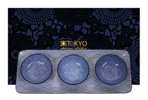 Tokyo Design Studio - Nippon Blue - sushi servies set - set van 4 stuks - 33.5 x 13.7 x 2.1cm