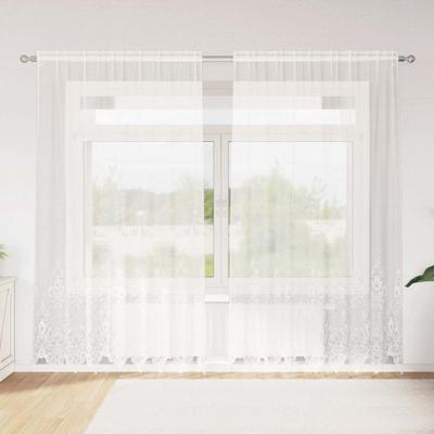 Gordijnen met gordijnen Bloemen Wit 200 x 200 cm Polyester