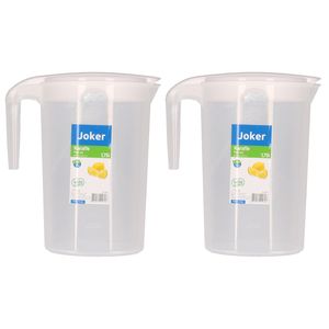 Schenkkan/waterkan - 2x - wit - 1750 ML - kunststof - 10 x 20 x 22 cm