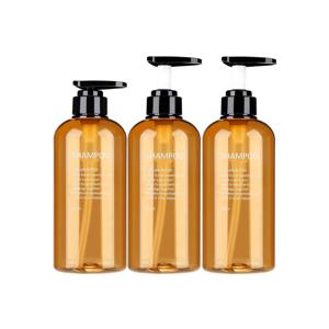 Set van 3 Navulbare Fles met Pomp – Oker Geel – 500ml – Voor Shampoo, conditioner en Bodywash