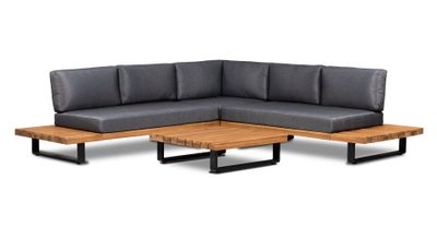 Garden Interiors Hoek Loungeset - Basten - Acacia - Antraciet - Garden Interiors