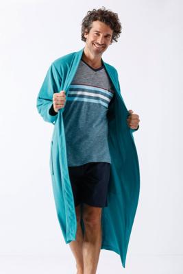 Hajo badstof heren badjas turquoise