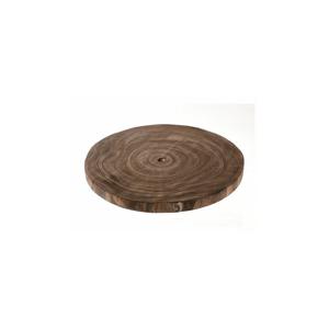 Kaarsenbord/decoratie dienblad - houten boomschijf donker - D29 x H3 cm - rond - tafeldecoratie scha