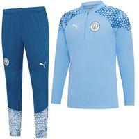 PUMA Manchester City Trainingspak 1/4-Zip 2023-2024 Lichtblauw Blauw Wit - thumbnail