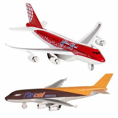 Goki Speelgoed Vliegtuigjes - 2x stuks - 19 cm - bruinq en rood - licht en geluid
