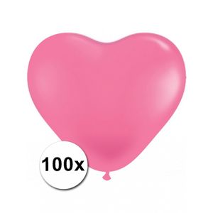 Hartjes ballonnen roze 15 cm 100 stuks