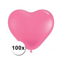 Hartjes ballonnen roze 15 cm 100 stuks - thumbnail