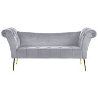 Beliani NANTILLY - Chaise longue-Grijs-Fluweel - thumbnail