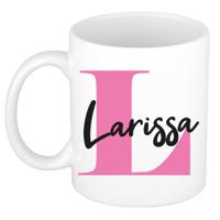 Naam mok Larissa - roze - wit - keramiek - 300 ml - verjaardag/cadeau beker Naam mok Larissa - roze - wit - keramiek - 300 ml - verjaardag/cadeau beker