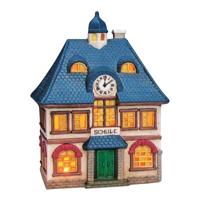 Lichthuis "School" van porselein, Kleurrijk (B/H/D) 12x18x10cm