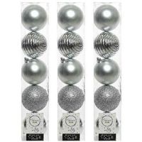 15x Kunststof kerstballen mix zilver 8 cm kerstboom versiering/decoratie   - - thumbnail