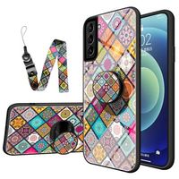 Geruit Patroon Samsung Galaxy S21+ 5G Hybrid Case - Kleurrijke Mandala