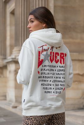 Colourful Rebel Tour Of The Lovers Hoodie  Wit Dames - Oversized Fit - Polyester