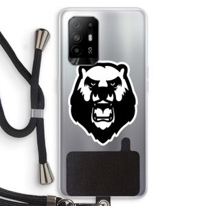 Angry Bear (white): Oppo A95 5G Transparant Hoesje met koord