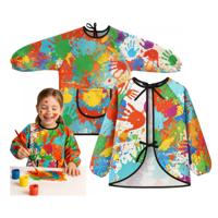 Knutsel schort/verfschort voor kinderen - 5x - met zak - 4-6 jaar - multi kleuren - waterdicht