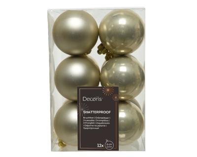 12 onbreekbare kerstballen parel 6 cm