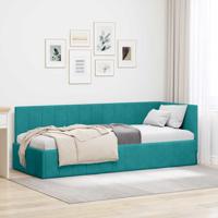 Hoekbedframe met hoofdeinde Turquoise 80 x 200 cm Fluweel