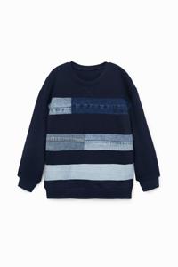 Sweatshirt met denim patch - BLUE - 5/6