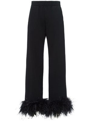 Prada pantalon de jogging bordé de plumes - Noir