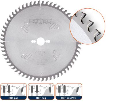 Rotec HM formaatzaagblad Dak/Hol, ø250x3,2x30mm Z=48 HDF neg - 5544015