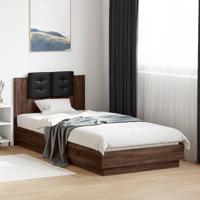 Bedframe met hoofdbord en LED bruin eikenkleurig 100x200 cm