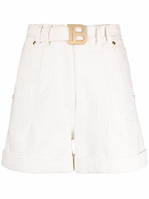 Balmain short à motif monogrammé en jacquard - Blanc