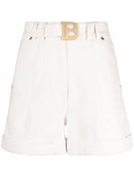 Balmain short à motif monogrammé en jacquard - Blanc