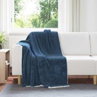 VidaXL Gooi deken marineblauw 130 x 150 cm fleece