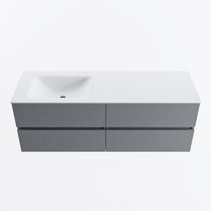 MONDIAZ VICA 140cm badmeubel onderkast Plata 4 lades. Wastafel CLOUD links zonder kraangat, kleur Talc.