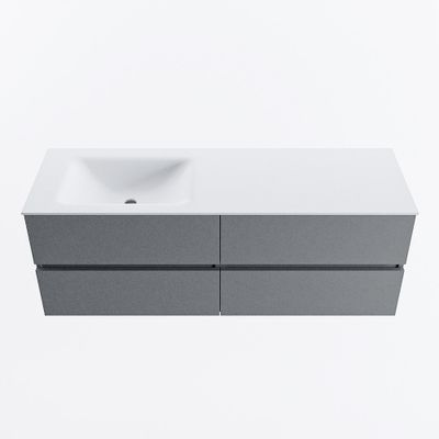 MONDIAZ VICA 140cm badmeubel onderkast Plata 4 lades. Wastafel CLOUD links zonder kraangat, kleur Talc.