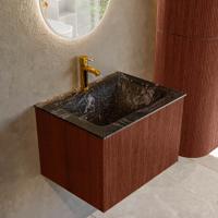 Badmeubel Mondiaz Kurve-Dlux | 60 cm cm | Meubelkleur Ruby | Wastafelkleur Lava | Solid surface | Wasbak midden spoelbak | 1 kraangat
