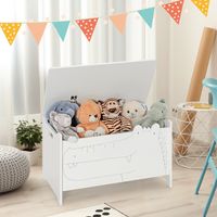 Speelgoedkist met Veiligheidsscharnieren Houten Kist voor Kinderen met Handgrepen Geschikt voor Kinderkamer Slaapkamer Wit