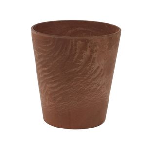 Plantenpot/bloempot in een natuursteen look Dia 17 cm en Hoogte 15 cm dark terra cotta