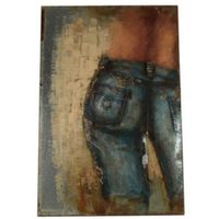 Non-Branded schilderij Jeans Retraw 120 cm nikkel blauw/bruin