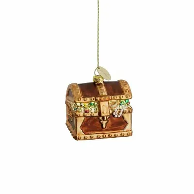 Ornament glas schatkist l6.5b5.5h7cm bruin
