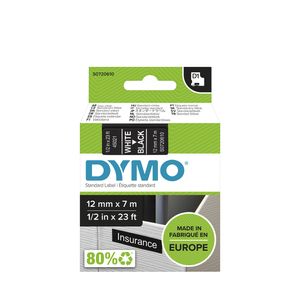 DYMO D1 -Standard Labels - White on Black - 12mm x 7m
