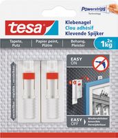 Tesa Klevende Spijker voor Behang en Pleisterwerk, verstelbaar, draagvermogen 1 kg, blister van 2 stuks