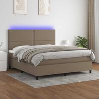 Boxspring met matras en LED stof taupe 180x200 cm