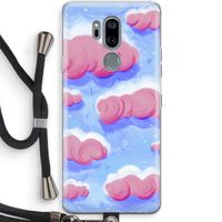 Roze wolken met vogels: LG G7 Thinq Transparant Hoesje met koord