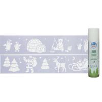 Kerst sfeer raamsjablonen met ECO spuitsneeuw - 9x stuks - 24 x 60 cm - raamdecoratie