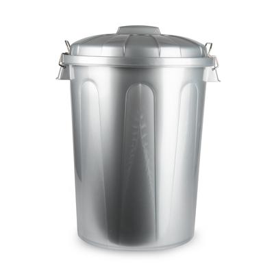 Plasticforte afvalemmer/vuilnisemmer - kunststof - zilver - 70 liter - deksel - 47 x 52 x 67 cm