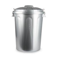 Plasticforte afvalemmer/vuilnisemmer - kunststof - zilver - 70 liter - deksel - 47 x 52 x 67 cm