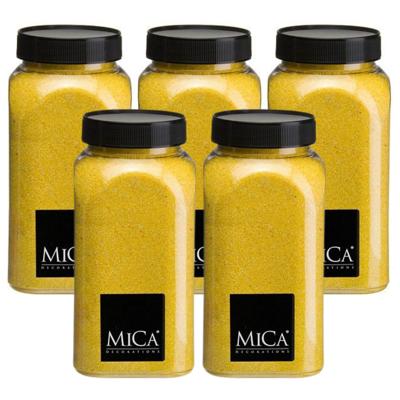 Mica Decorations decoratie zand - 5x - 650ml - geel - hobby zandkorrels - sierzand Mica Decorations decoratie zand - 5x - 650ml - geel - hobby zandkorrels - sierzand
