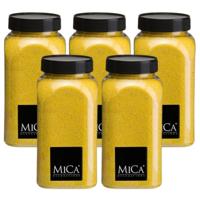 Mica Decorations decoratie zand - 5x - 650ml - geel - hobby zandkorrels - sierzand