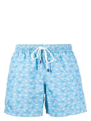 Fedeli short de bain à imprimé graphique - Bleu