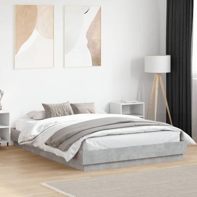 Bedframe met LED-verlichting betongrijs 150x200 cm