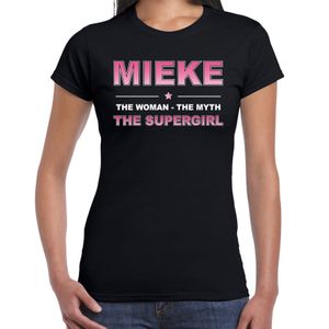 Naam cadeau t-shirt / shirt Mieke - the supergirl zwart voor dames
