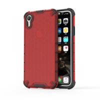 Schokbestendige honingraat PC + TPU beschermhoes voor iPhone XR (rood)