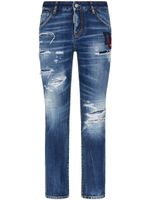 DSQUARED2 Boston logo-patch cropped jeans - Bleu