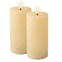 Luxe LED kaarsen/stompkaarsen - 2x - creme wit - D7,5 x H17 cm - timer